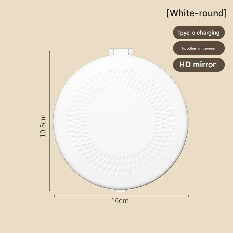 LED Lighted Travel Makeup Mirror – Double-Sided 1X/5X Magnification, USB-C Rechargeable, Induction Light(white)
