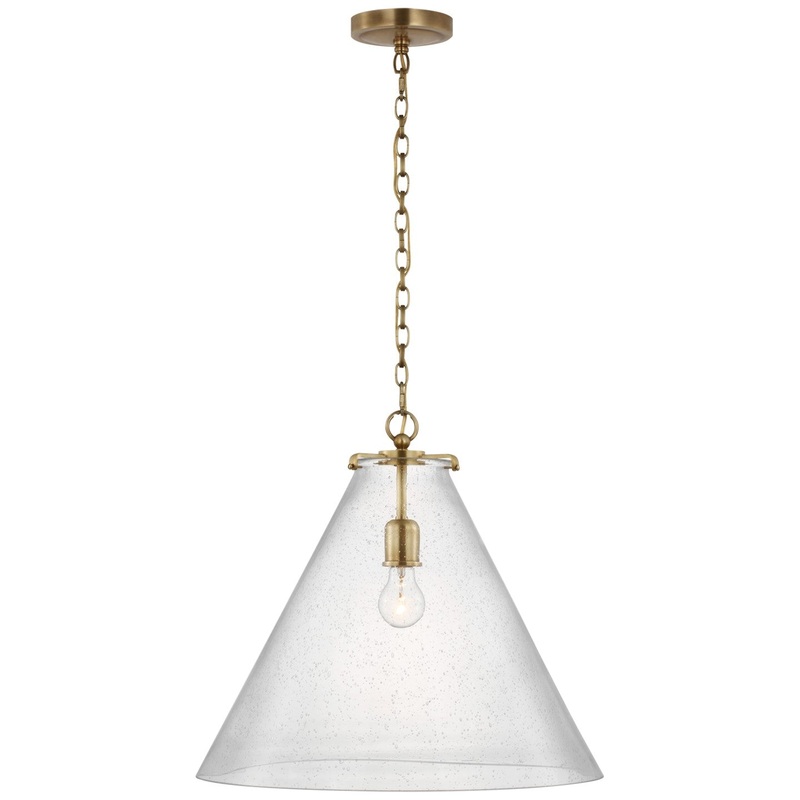 LED Pendant from the Katie Conical Collection in Hand-Rubbed Antique Brass Finish by Visual Comfort Signature