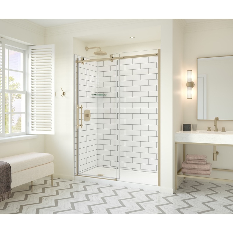 MAAX 137420-900-343-000 Odyssey SC 57-59  x 78in. 8 mm Sliding Shower Door for Alcove Installation with Clear glass in Brushed Gold