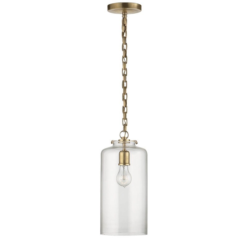 One Light Pendant from the Katie Cylider Collection in Hand-Rubbed Antique Brass Finish by Visual Comfort Signature