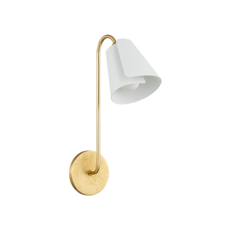 One Light Wall Sconce from the Lila Collection in Gold Leaf/Textured On White Combo Finish by Mitzi