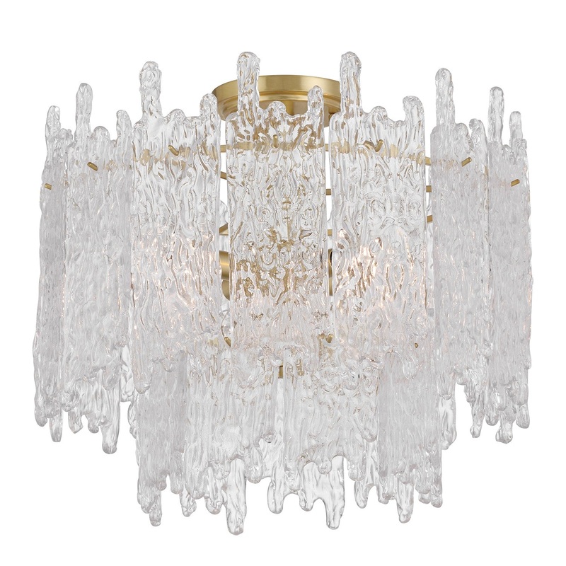 Three Light Semi Flush Mount from the Ackerly Collection in Aged Brass Finish by Crystorama