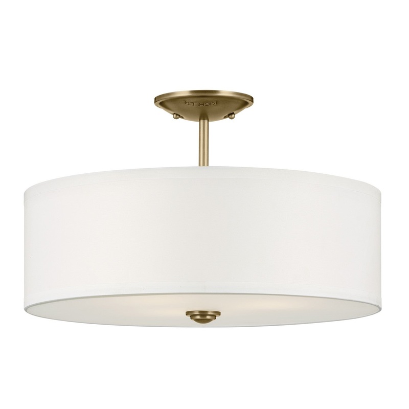 Three Light Semi Flush Mount from the Shailene Collection in Natural Brass Finish by Kichler