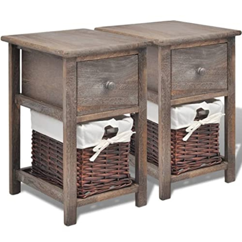 vidaXL 2x Comodini Chic Stile Rustico in Legno di Paulownia Marrone Mobiletto