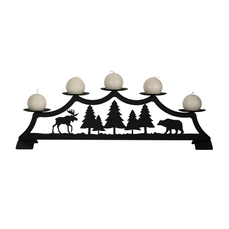 Village Wrought Iron C-PFP-22-83 Moose Fireplace Pillar Candle Holder