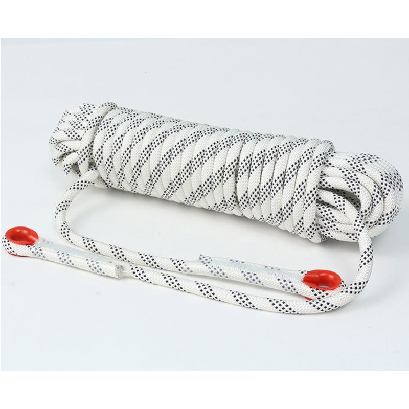 White 10mm Double Hook Climbing Rope Set – 15m Durable Outdoor Safety Rescue Cord