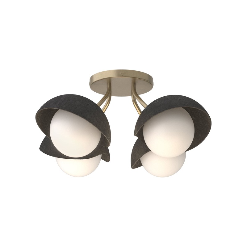 Brooklyn 4-Light Single Shade Semi-Flush Soft Gold Black