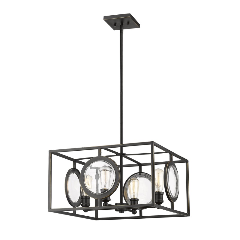 Four Light Pendant from the Port Collection in Olde Bronze Finish by Z-Lite