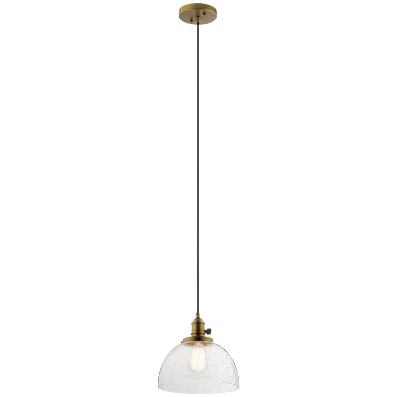 Kichler 43853NBR One Light Mini Pendant, Natural Brass