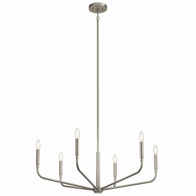 Kichler 52718NI Six Light Chandelier, Brushed Nickel