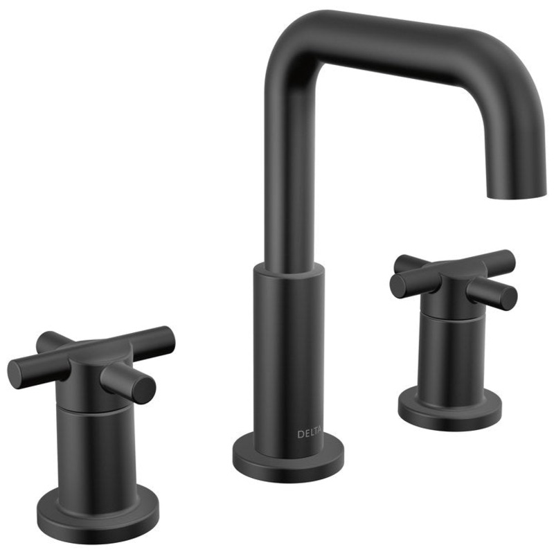 Lavatory Faucet Nicoli Widespread 6-16 Inch Spread 2 Lever ADA WaterSense Matte Black 1.2 Gallons per Minute 8-1/8 Inch