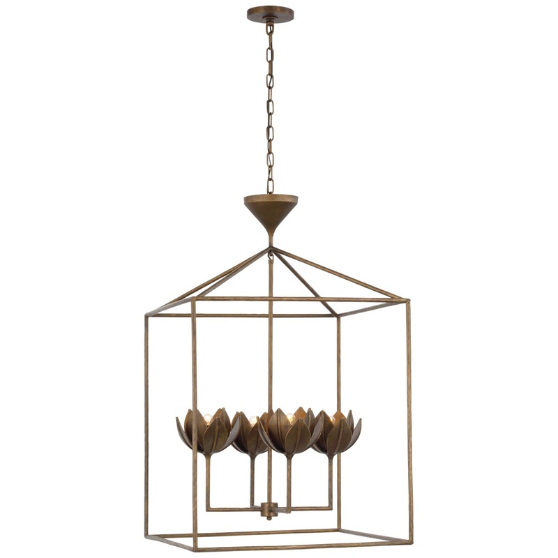LED Pendant from the Alberto Collection in Antique Bronze Leaf Finish by Visual Comfort Signature