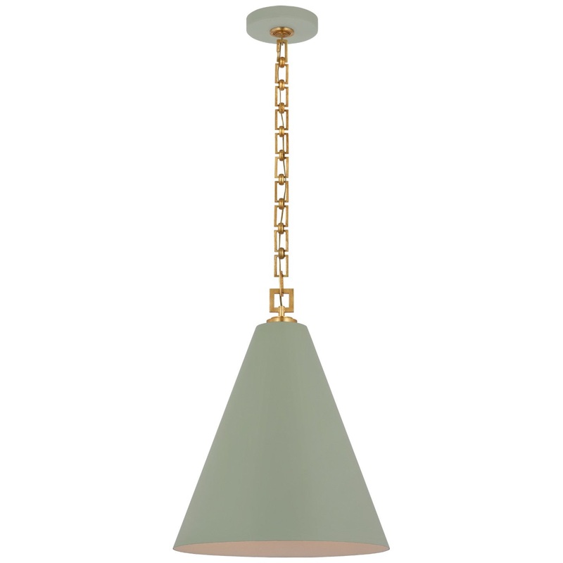 LED Pendant from the Theo Collection in Celadon And Gild Finish by Visual Comfort Signature