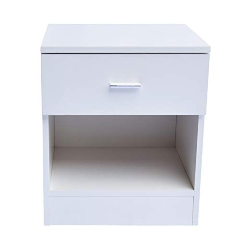 LICHUAN Tavolo da Comodino Bianco Comodino da Comodino Tavolino Slim End Table con cassetto e ripiano per stoccaggio per Soggiorno Camera da Letto