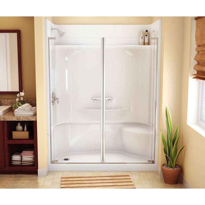 MAAX 145042-000-002-093 KDS 3460 AcrylX Alcove Center Drain Four-Piece Shower in White