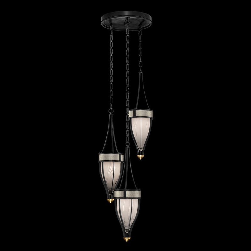 Mirage 17.5″W Round Pendant Black Iron/Brass/Coco
