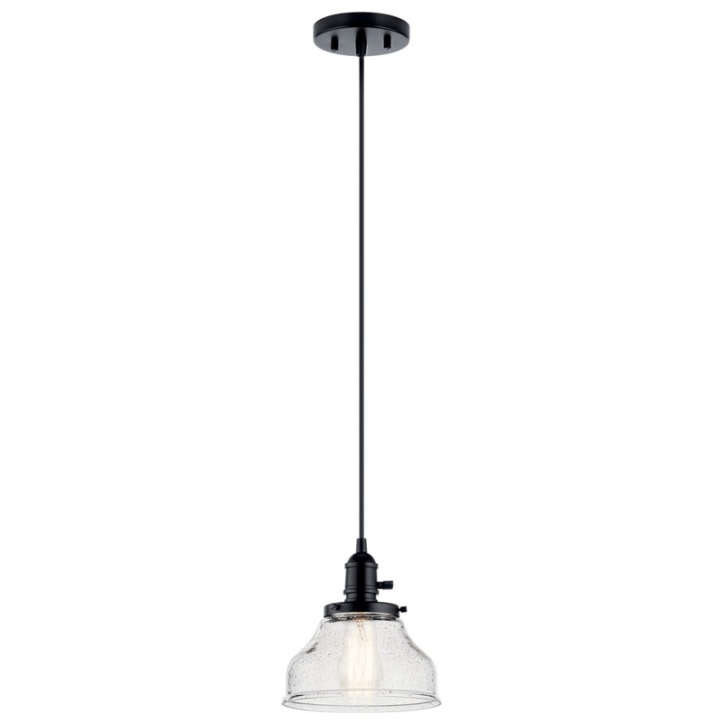 One Light Mini Pendant from the Avery Collection in Black Finish by Kichler