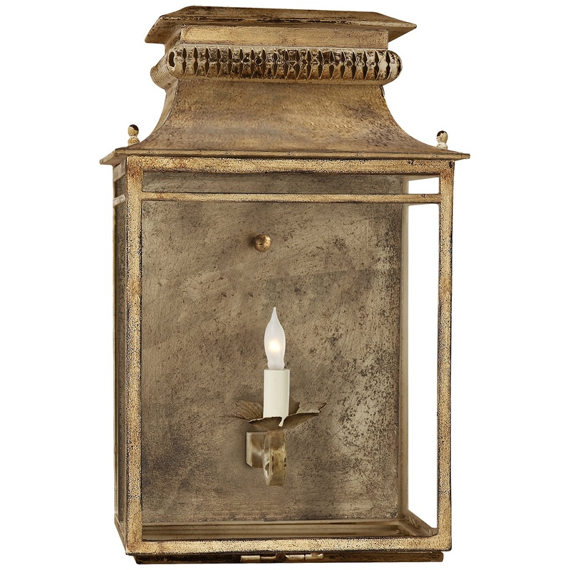 One Light Wall Sconce from the Flea Market Lantern Collection in Gilded Iron Finish by Visual Comfort Signature