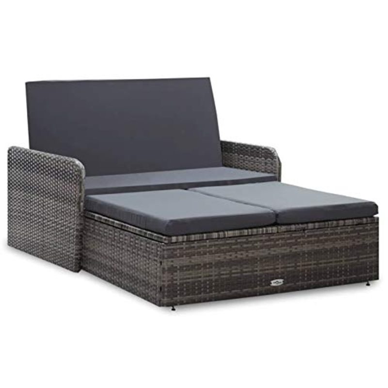 Tidyard Set Divani da Giardino con Cuscini in Polyrattan,Divano da Giardino 2 Posti con Poggiapiedi,Divani da Esterno,Salottino da Esterno,Salotto Sof Esterni