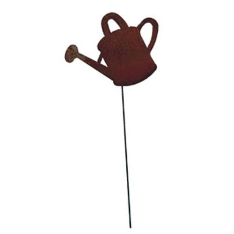 Village Wrought Iron RGS-96 Watering Can Rusted Garden Stake