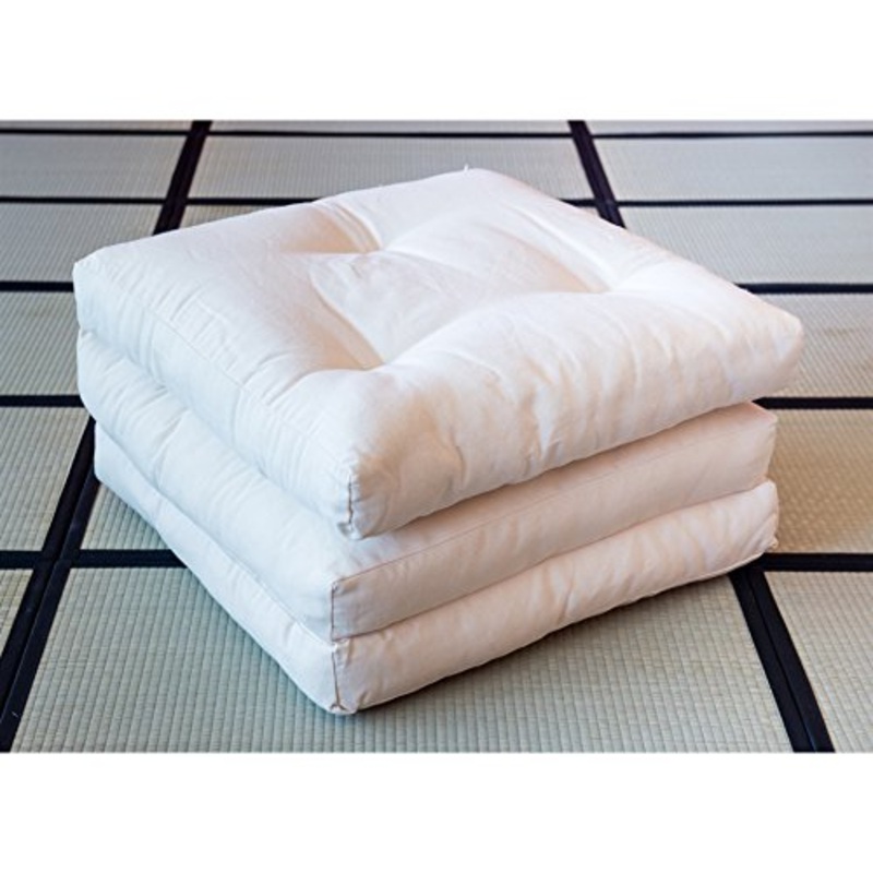 Vivere Zen – Futon Pouff – Poltrona Letto 11 cm (4 Strati Cotone) – Futon Pouff Greggio 65×195 cm