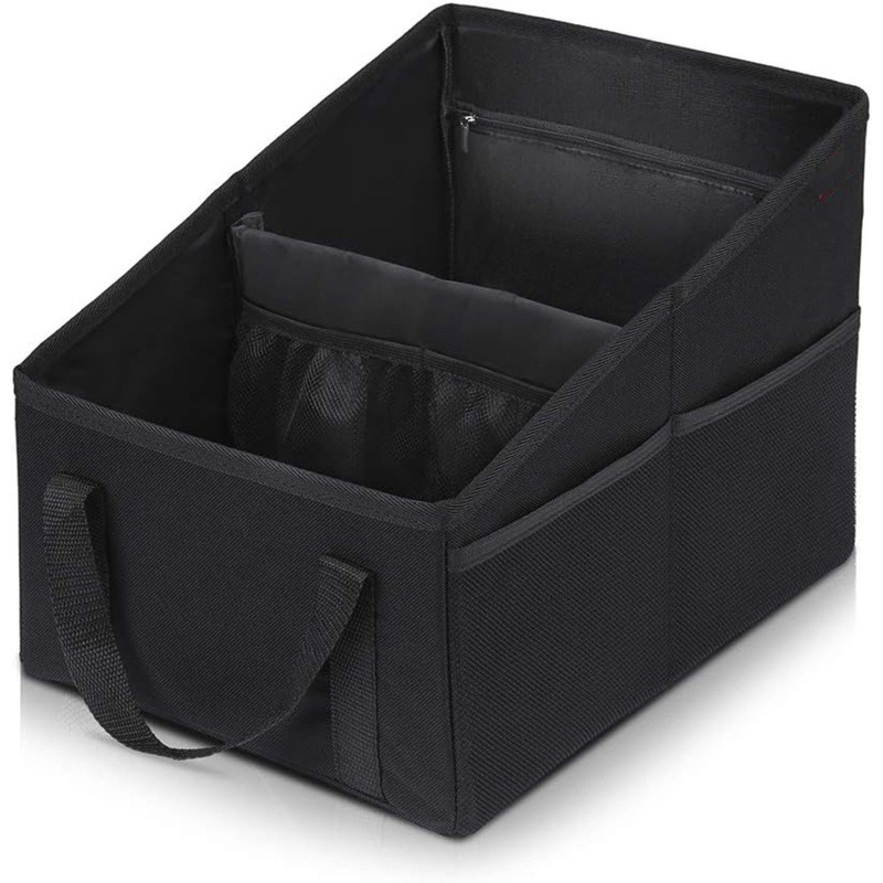 3-piece Black Car Trunk Storage Box – Large Capacity Oxford Cloth Foldable Car Seat Organizer