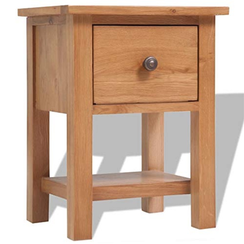 BIGTO Comodino con 1 cassetti in legno di rovere massello comodini per camere da letto 36 x 30 x 47 cm
