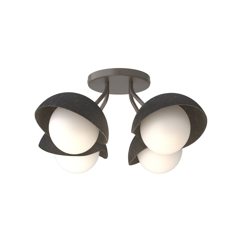 Brooklyn 4-Light Single Shade Semi-Flush Dark Smoke Black