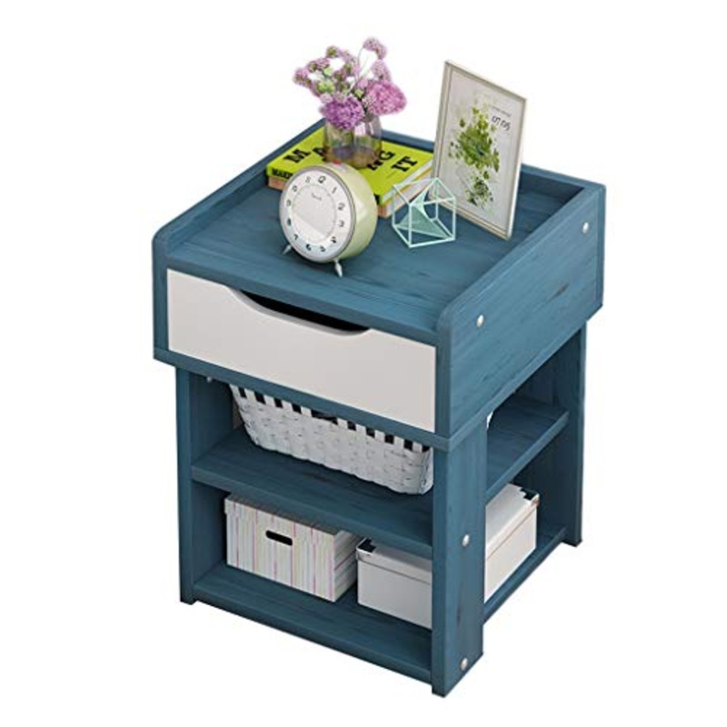 Comodini Decorazione Studio Locker di Legno Solido No Cassetto con Shelf Assembly Grande Spazio Arrotondato Bordo del Piede Solid Camera Soggiorno Corridoio 30X30X43cm MUMUJIN (Color : Blue)