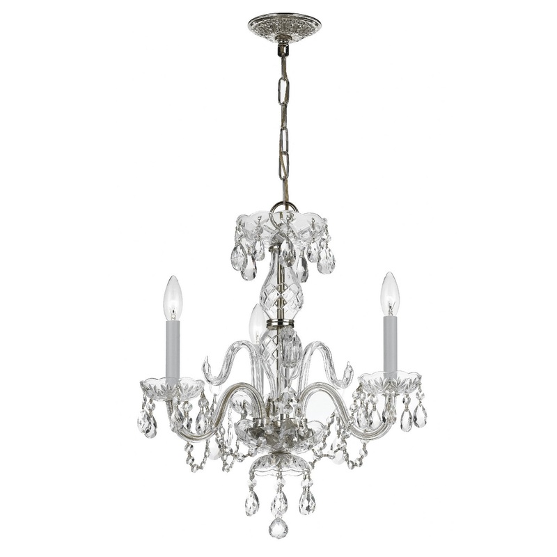 Crystorama 5044-CH-CL-S Traditional Crystal Three Light Mini Chandelier Polished Chrome