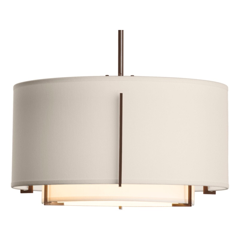 Exos Small Double Shade Pendant Bronze Natural Anna Inner Shade & Flax Outer Shade