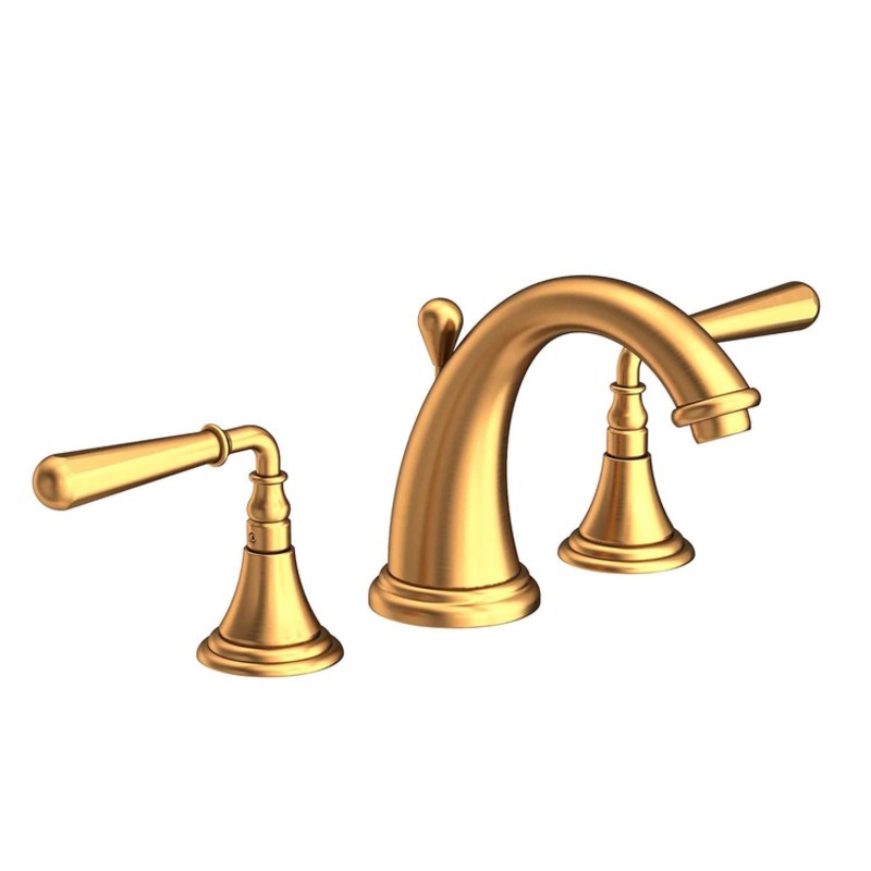 Lavatory Faucet Bevelle Widespread 8 to 20 Inch Spread 2 Lever ADA Satin Gold PVD 1.2 Gallons per Minute Brass Spout Height 4-1/8 Inch