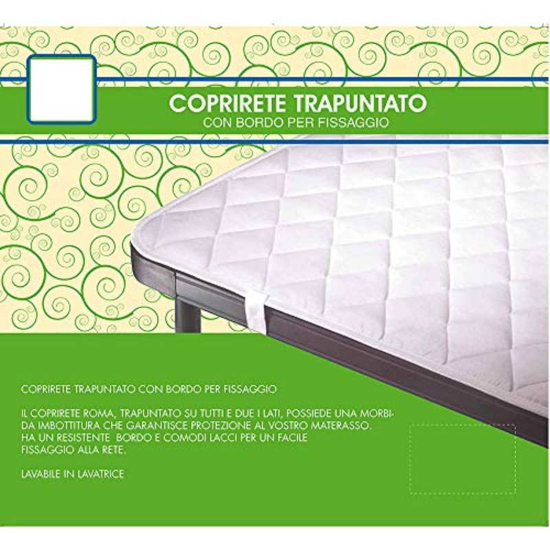 Magie di Casa Coprirete Trapuntato Roma per Letto 1 Piazza, con Bordo per Fissaggio. Made in Italy, Bianco, 85 x 195 cm