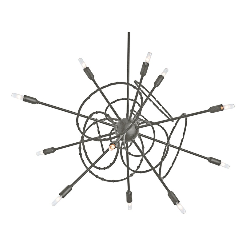 Olympus 12-Light Starburst Pendant Natural Iron