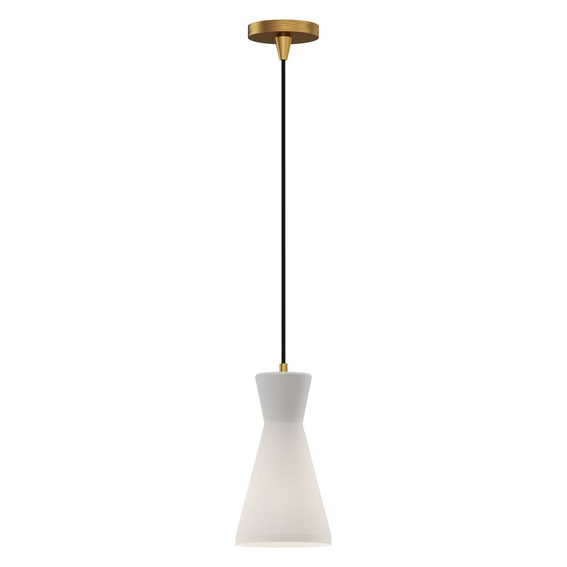 One Light Pendant from the Betty Collection in Aged Gold/Opal Glass|Matte Black/Opal Glass Finish by Alora