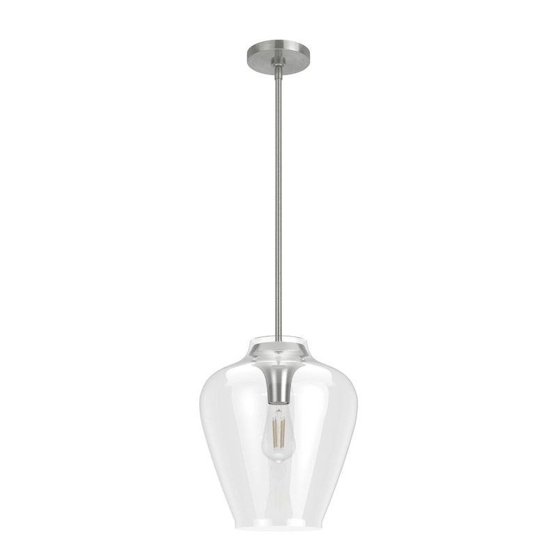 One Light Pendant from the Vidria Collection in Brushed Nickel Finish by Hunter