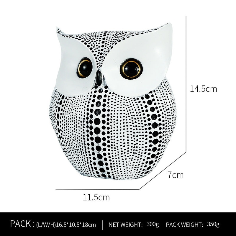 White resin owl statue – modern perforated design for living room TV cabinet and entryway decoration
