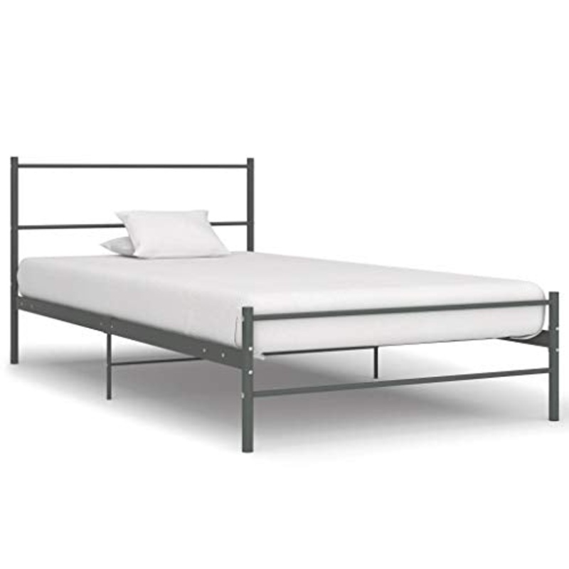 BIGTO – Struttura letto in acciaio per camera da letto, colore: grigio, 90 x 200 cm