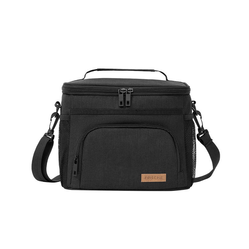 Black Insulated Lunch Bag Cooler Tote – 9L Leakproof Thermal Lunch Box with Shoulder Strap & Pockets for Work, Picnic, Travel