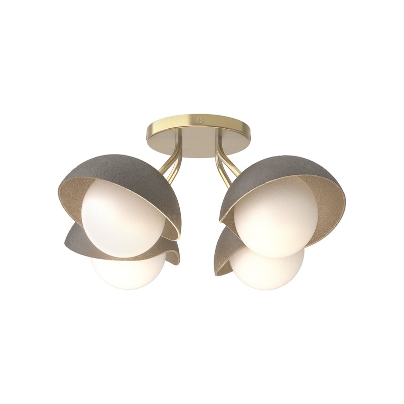 Brooklyn 4-Light Single Shade Semi-Flush Modern Brass Dark Smoke