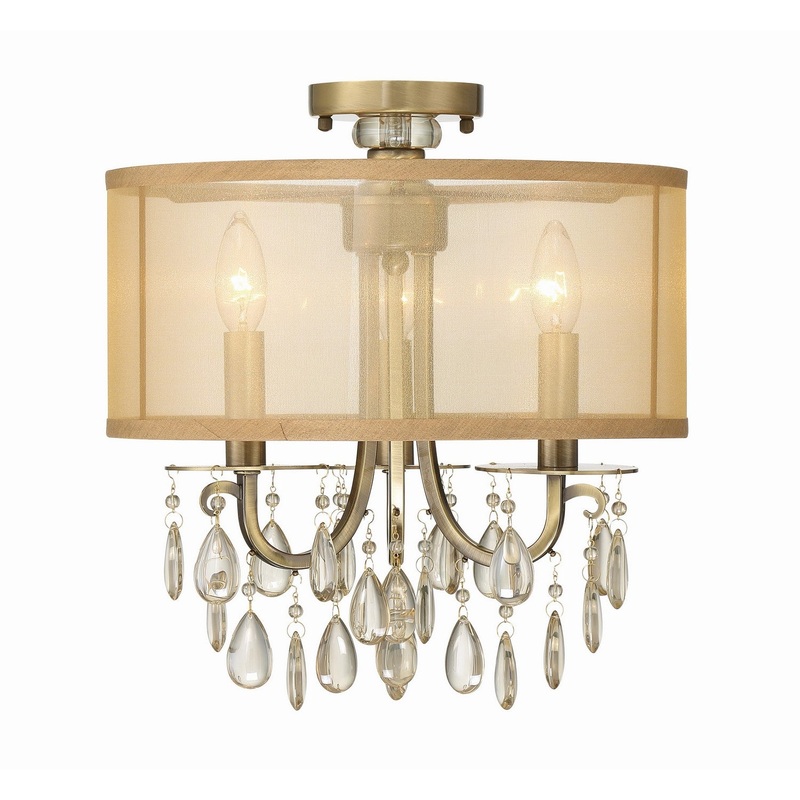 Crystorama 5623-AB_CEILING Hampton Three Light Semi Flush Mount Antique Brass