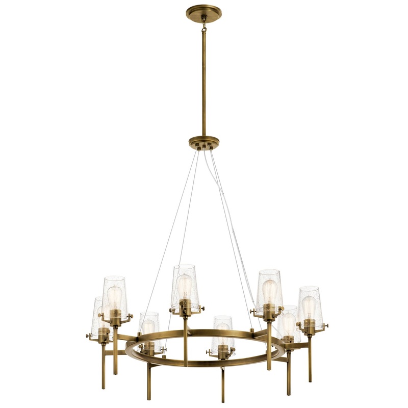 Kichler 43695NBR Eight Light Chandelier, Natural Brass