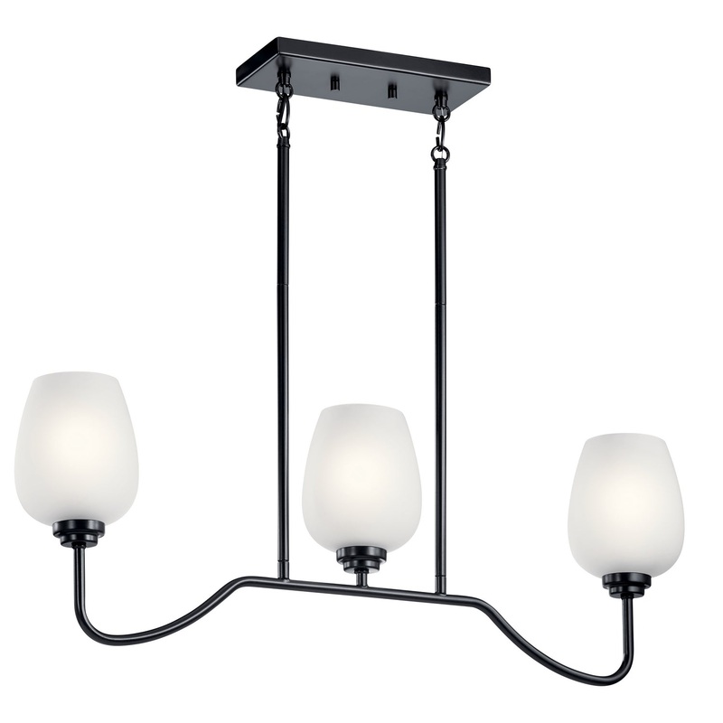 Kichler 44379BK Three Light Linear Chandelier, Black