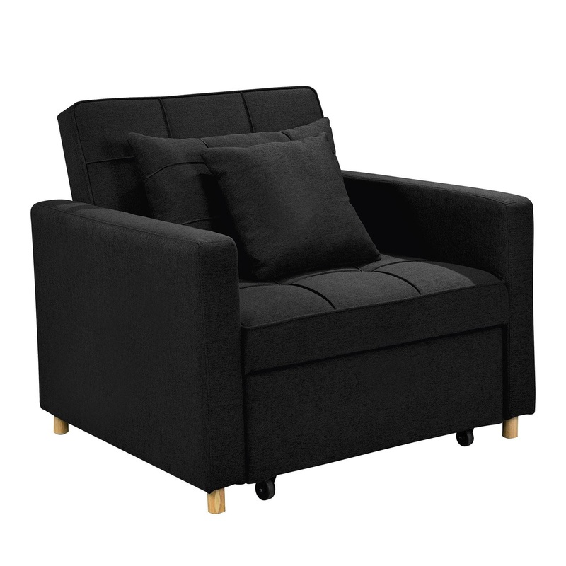 Sarantino Suri 3-in-1 Convertible Lounge Chair Bed – Black