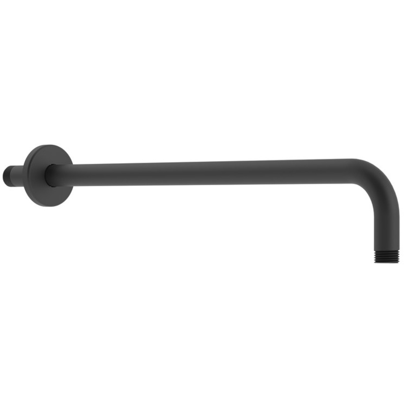 Shower Arm with Flange Matte Black 18 Inch Brass Wall Mount