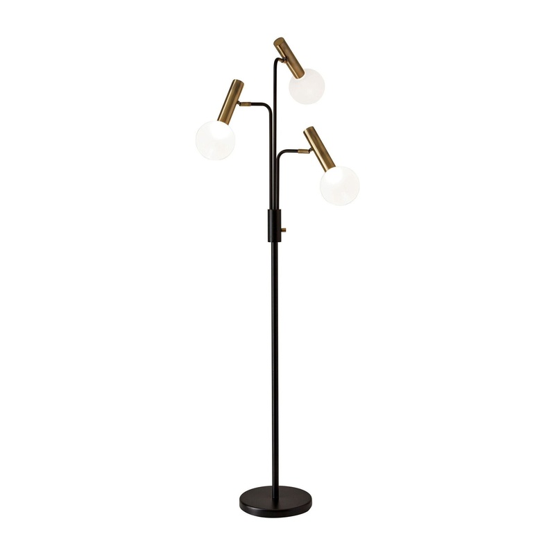 Sinclair LED 3-Arm Floor Lamp Black & Antique Brass