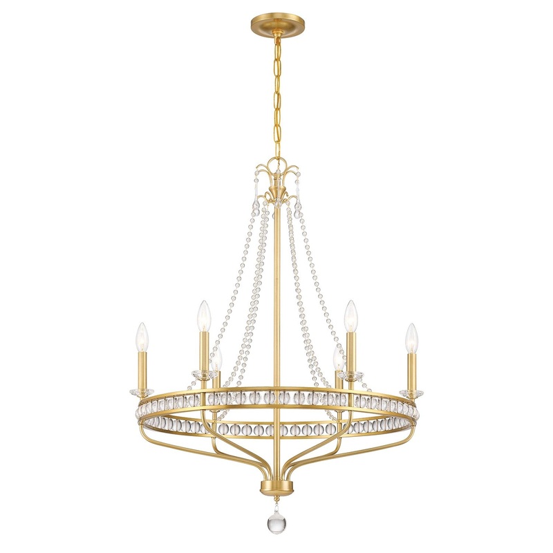 Six Light Chandelier from the Seville Collection in Aged Brass Finish by Crystorama