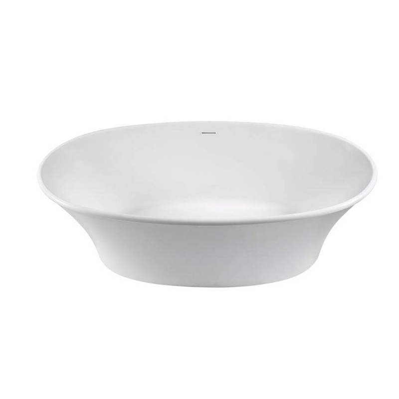 Soaking Tub Charlotte 65.5 x 32 Inch Freestanding Center Drain White Gloss Mineral Composite