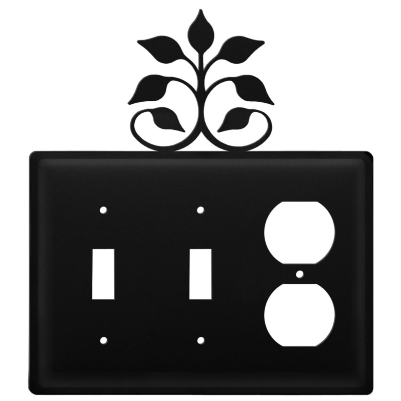 Village Wrought Iron ESSO-109 Triple Leaf Fan Double Switch & Single Outlet Cover