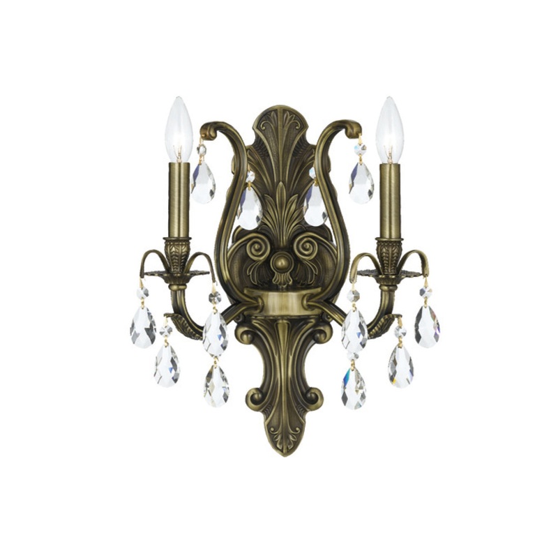 Crystorama 5563-AB-CL-MWP Dawson Two Light Wall Sconce Antique Brass